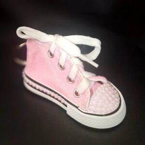 Light Pink Converse Style Keychain with Half Pearls, Bling , Bedazzled Bag Charm